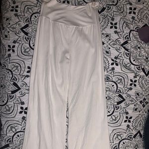 White Linen pants with fold over waist